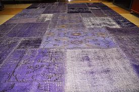 Ковер из шерсти синий ручной работы Vintage Look at Me Patchwork 7046